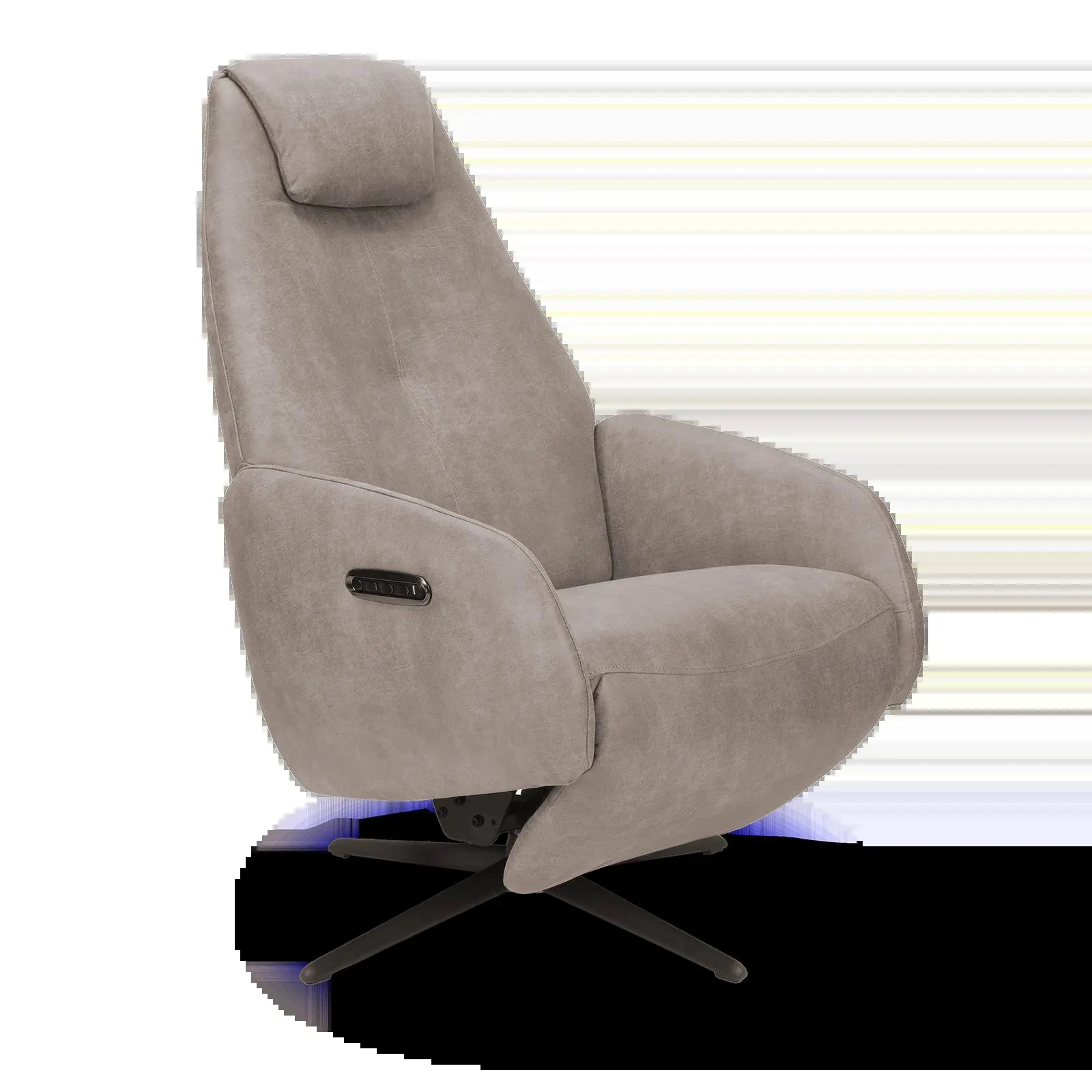 Relaxfauteuil (elektrisch/zwart) Davoli - Microleder Oxx Lichtgrijs