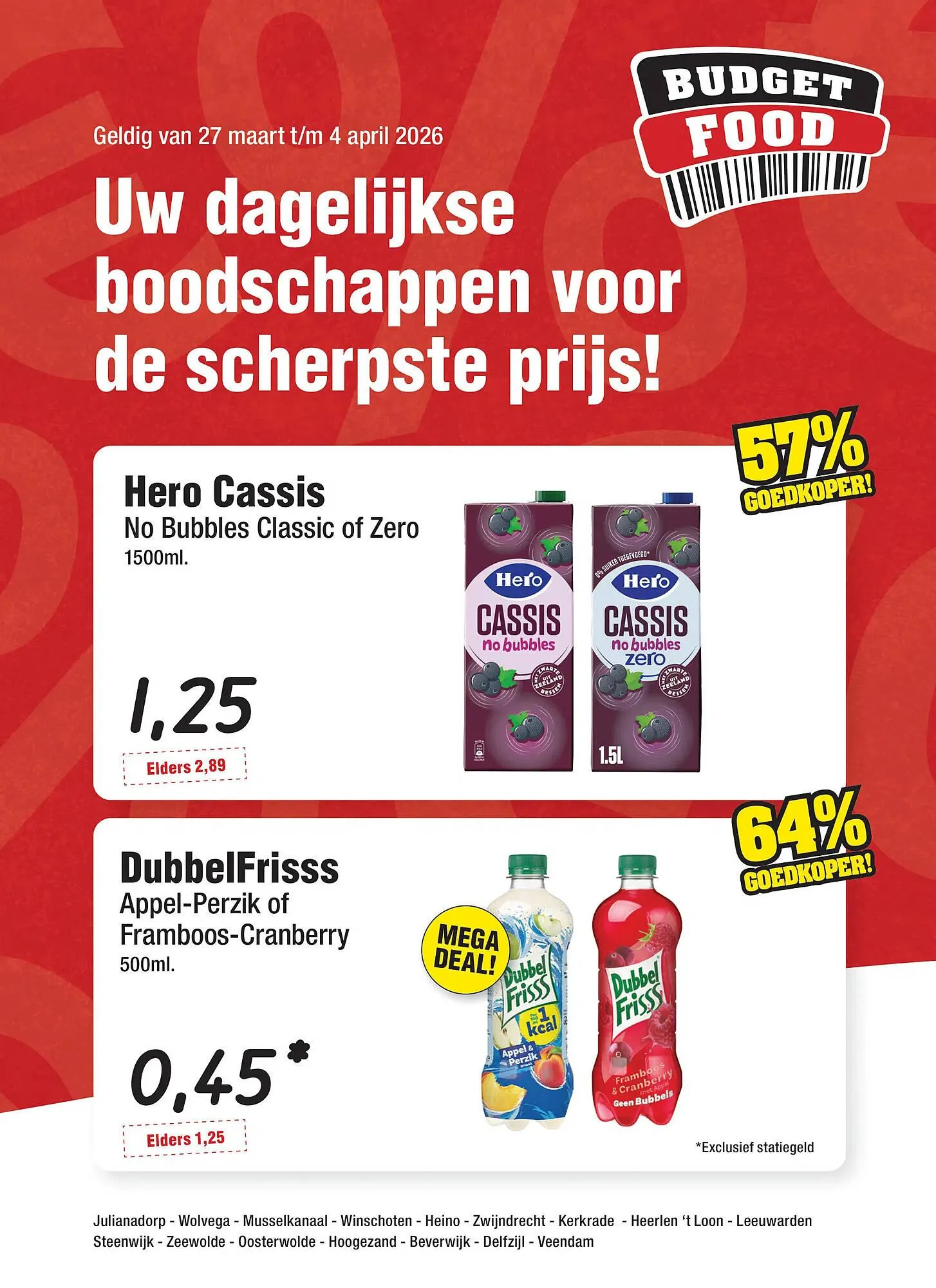 Budget Food folder van 27 maart tot 2 april 2026 - Folder pagina 1