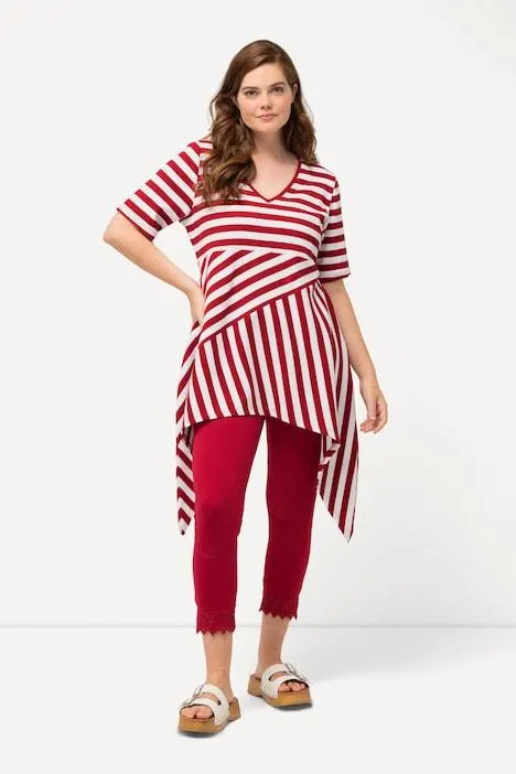 T-shirt, strepen, V-hals, lange mouwen, biologisch katoen