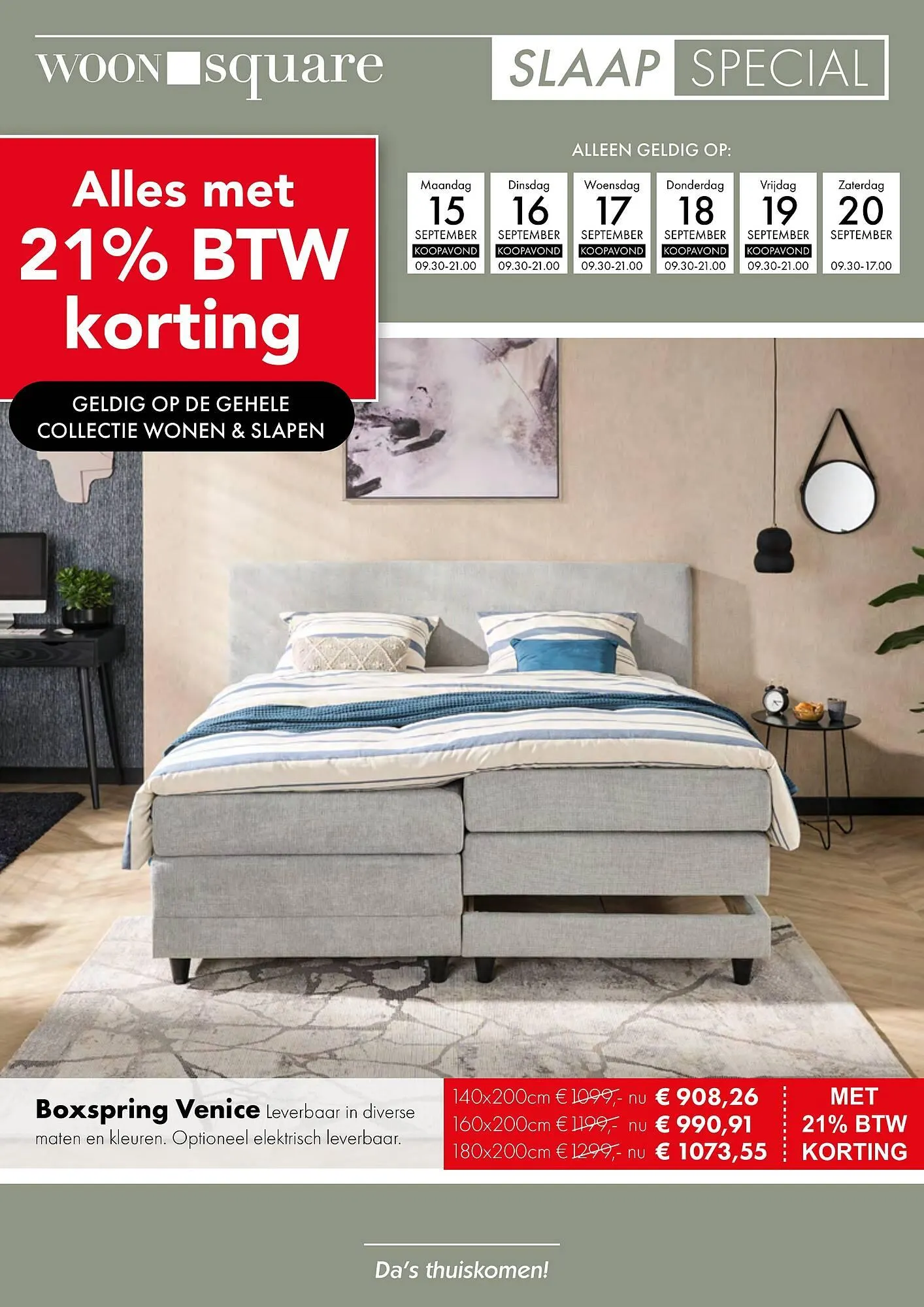Woonsquare Slaap folder van 15 september tot 20 september 2025 - Folder pagina 1