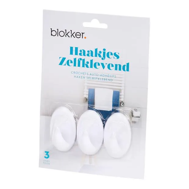 Blokker haakje rond groot - plastic