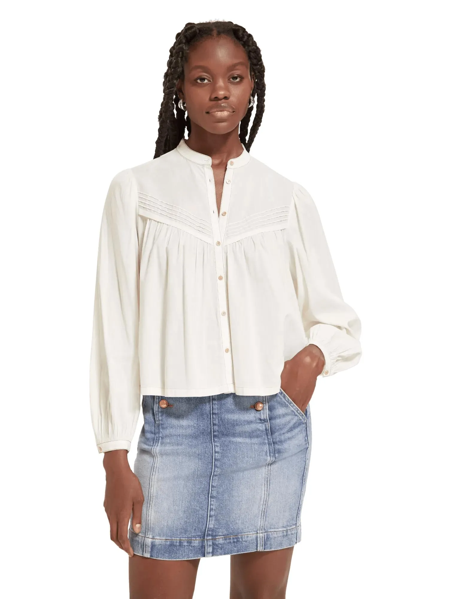 Pintuck yoke blouse