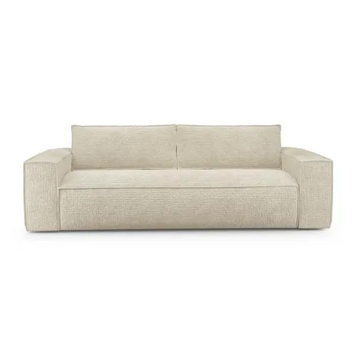 Sia Home - Rechte slaapbanken JOAN - Fluweel - Crème - 234cm