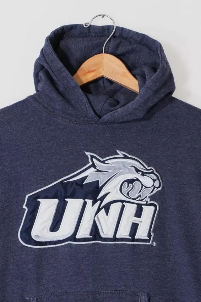 Vintage University of New Hampshire Wildcats Applique Hooded Pullover Sweatshirt