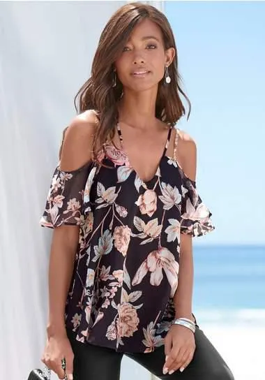 Lascana Chiffonblouse met bloemenprint