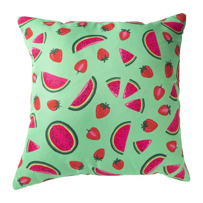Kussen watermeloen & aardbei - groen/roze - 45x45 cm