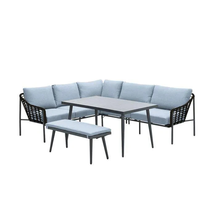 Ashton lounge dining set links - zwart rotan