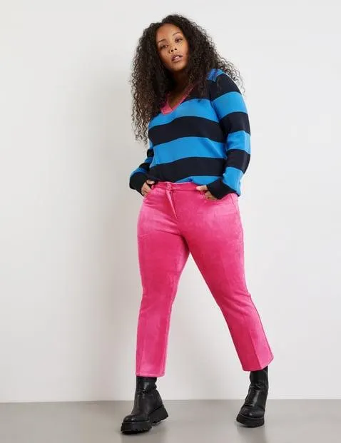 Flared 7/8-broek van elastisch velours