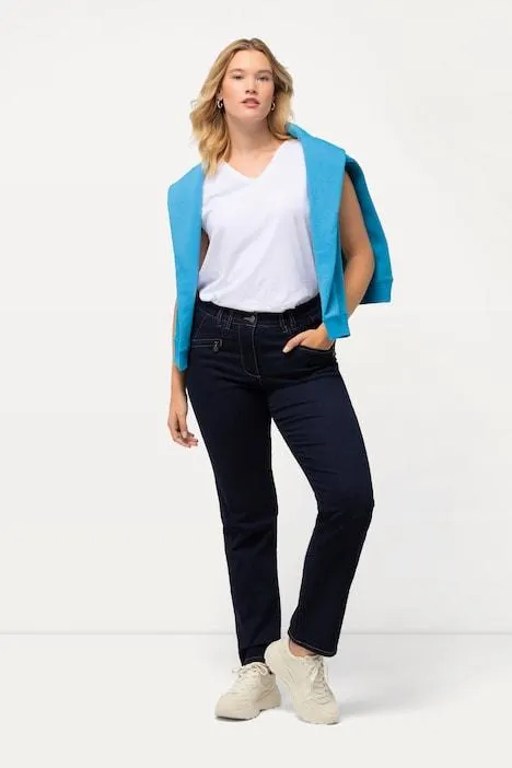 Jeans Mony, taps toelopende pijpen, stretch, ritszakken