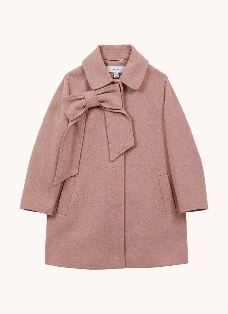 Amelia mantel in wolblend met strik