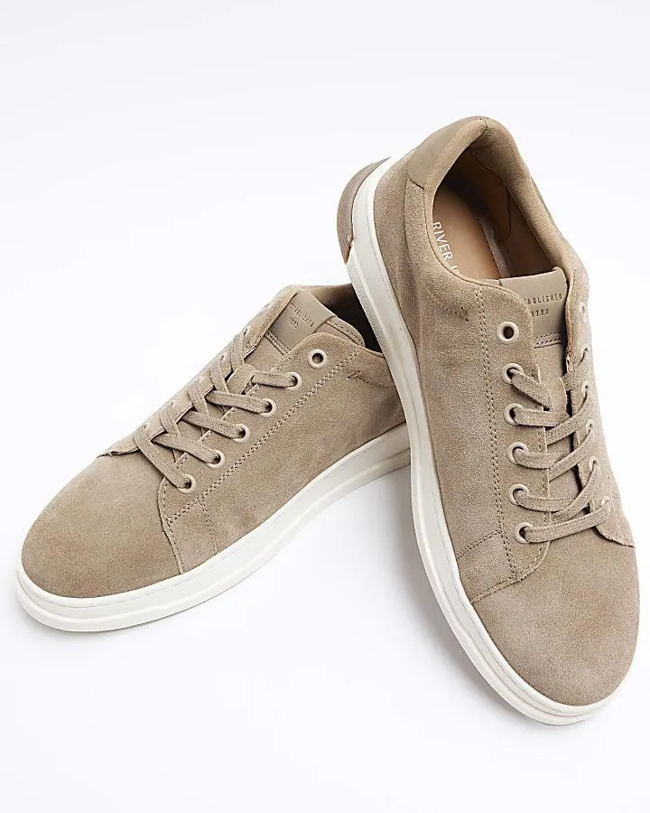 Beige suede trainers