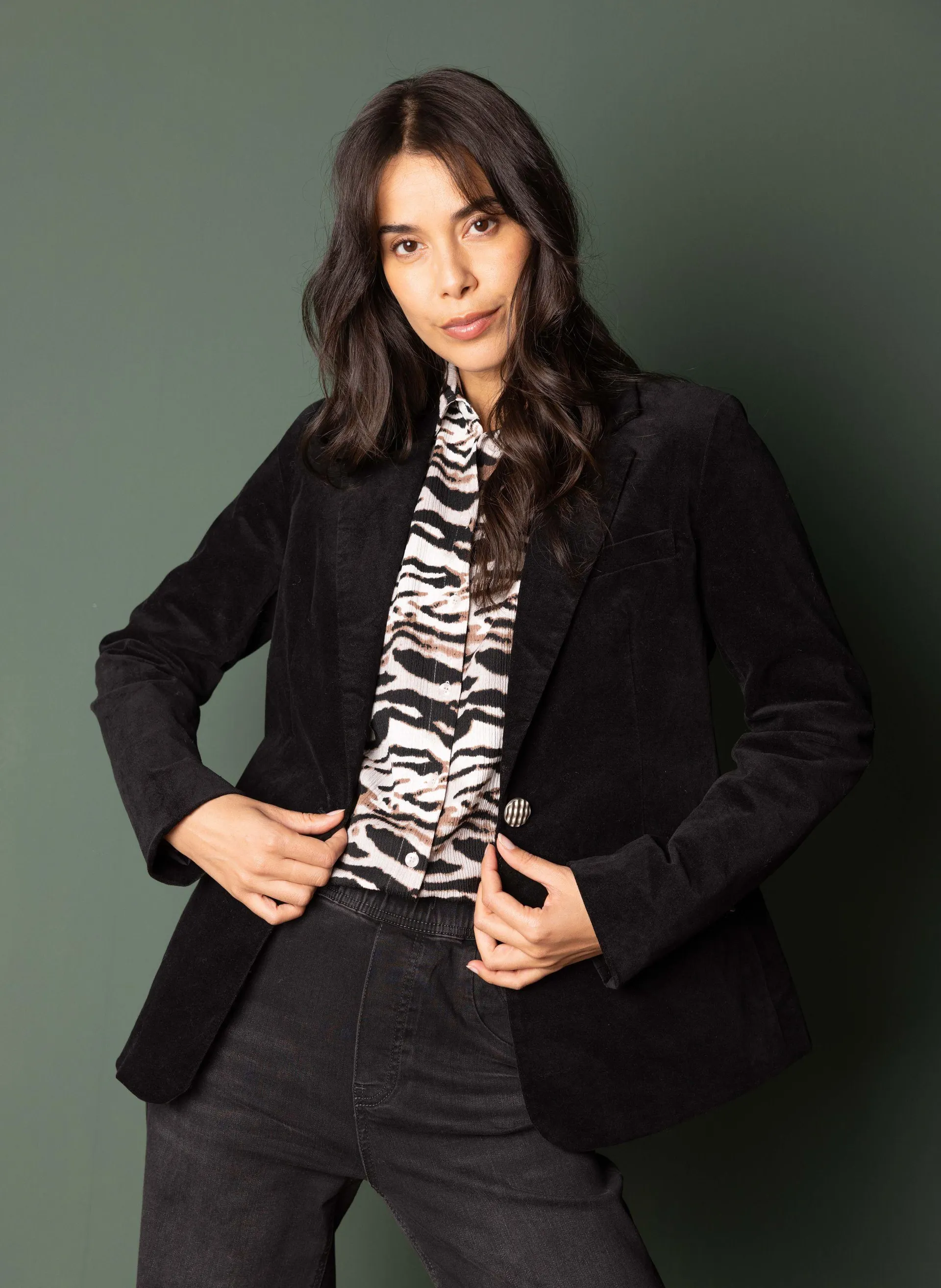 Zwarte velvet blazer