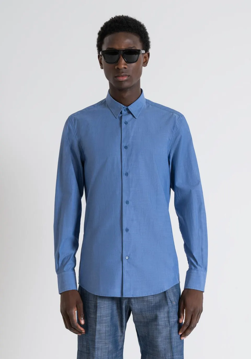 NAPLES SLIM FIT SHIRT IN FLAMED COTTON WITH SOFT HAND