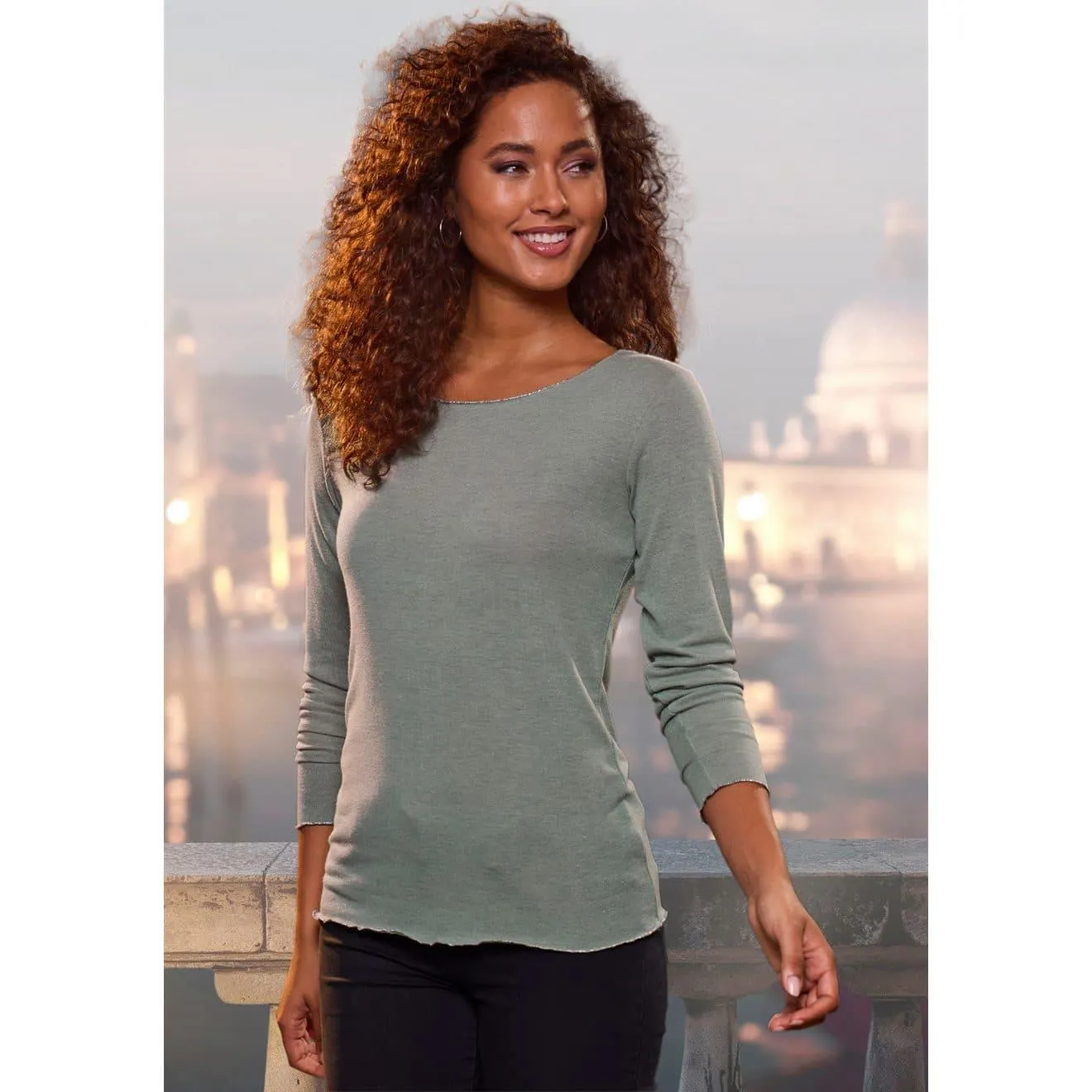 Lascana Shirt met lange mouwen Met fijne glinsterende afwerking