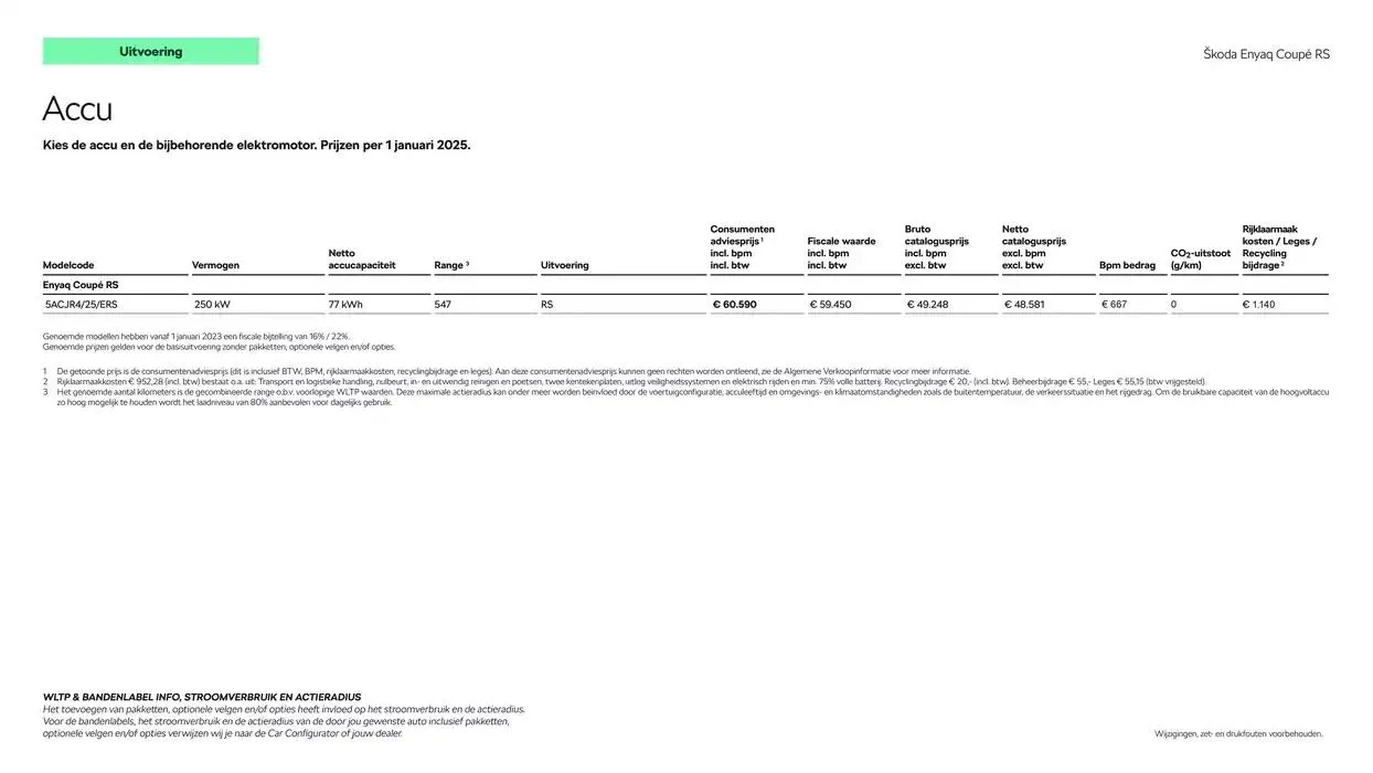 Škoda Enyaq Coupé RS prijslijst per 1 oktober 2024 van 11 december tot 11 december 2025 - Folder pagina 4