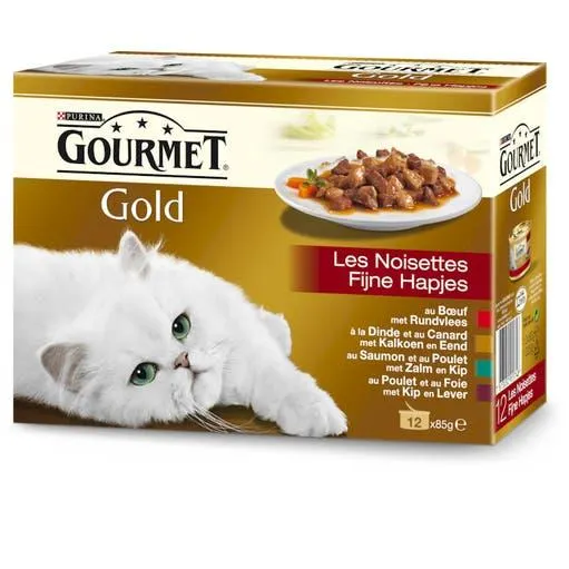 Natvoer voor katten Gold fijne hapjes met rund 12x 85 g