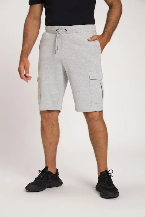 korte sweat-cargobroek, homewear, elastische band, cargozakken