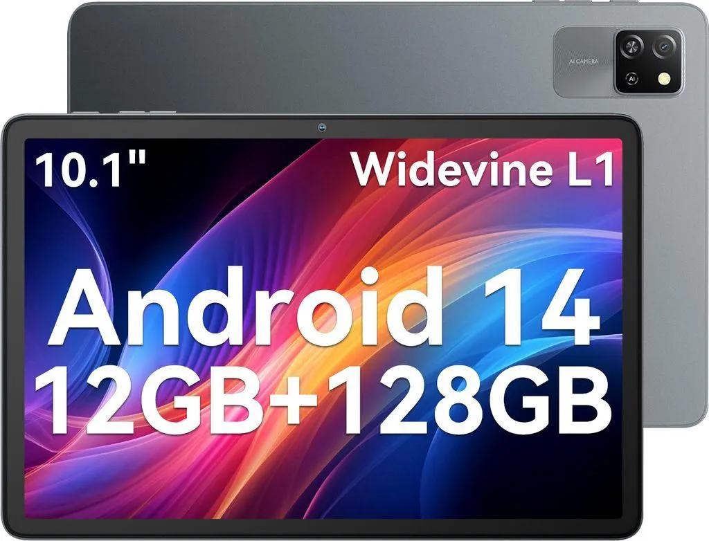 Blackview Tab60 WiFi Android 14 Tablet 10 Zoll PC AI Tablet, 12GB RAM + 128GB ROM (2TB TF), Octa Core WiFi 6, 1280 x 800 HD, Widevine L1,5100mAh,AI