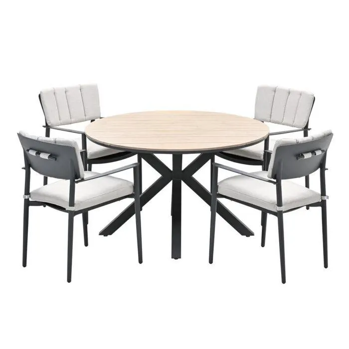 Dane tuinset 5-delig - Tulli tuintafel Ø122 cm