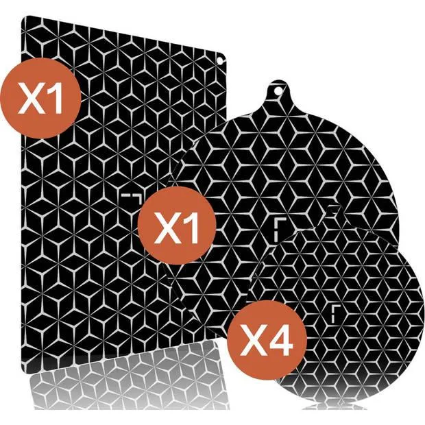 FLOOQ® Inductie beschermer set 6x - Inductie mat - Onderzetter - Inductie - Afdekplaat voor kookplaat- Rechthoek- Rond