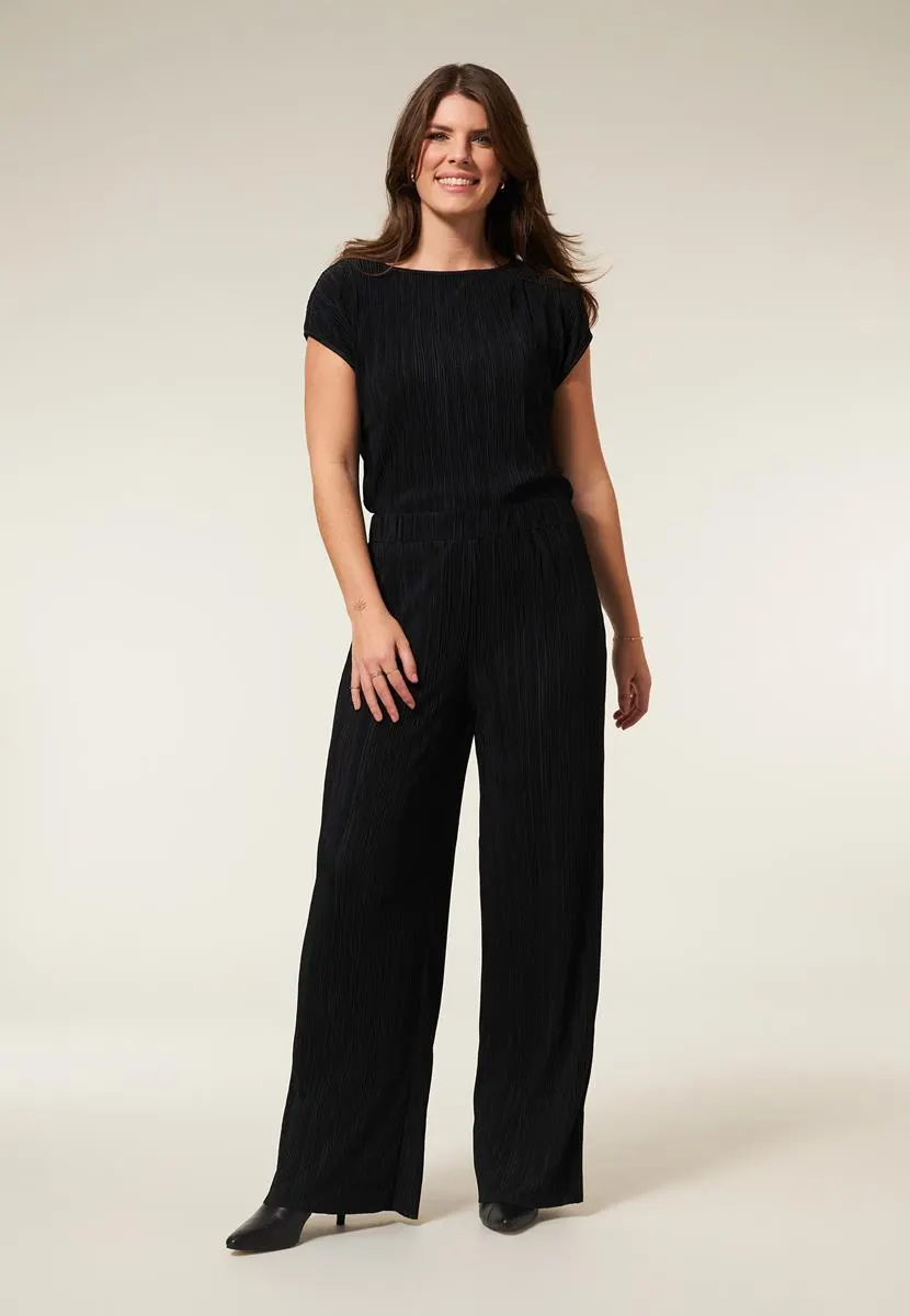 Broek wide leg plisse zwart