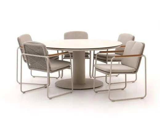 Bellagio Sordio/La Fonte ø 150cm dining tuinset 6-delig stapelbaar