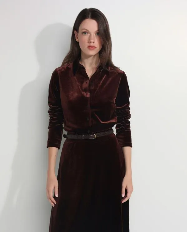 Stretch-fluwelen blouse