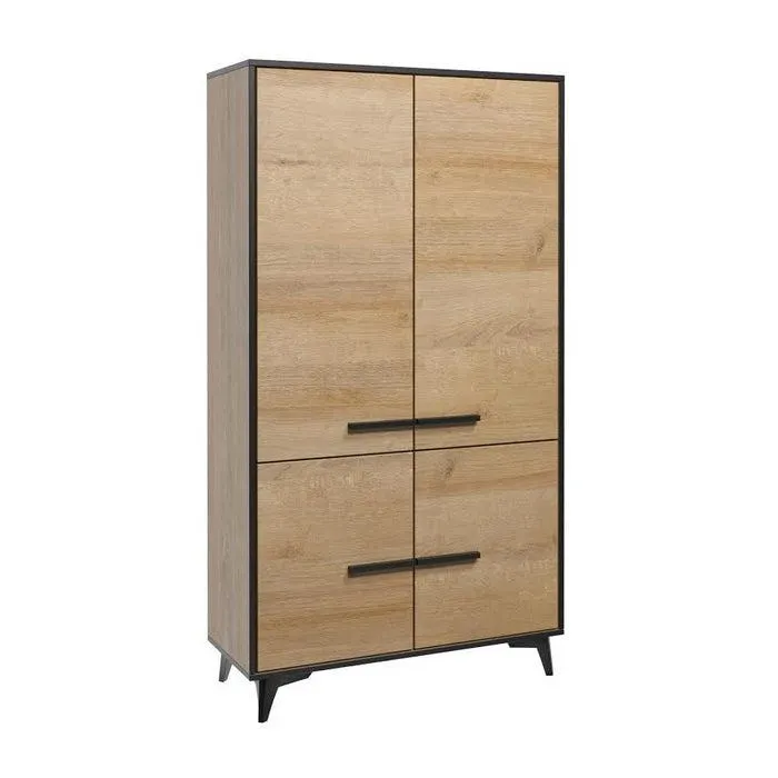 Meubella - Opbergkast Frey - Licht eiken - Zwart - 91 cm