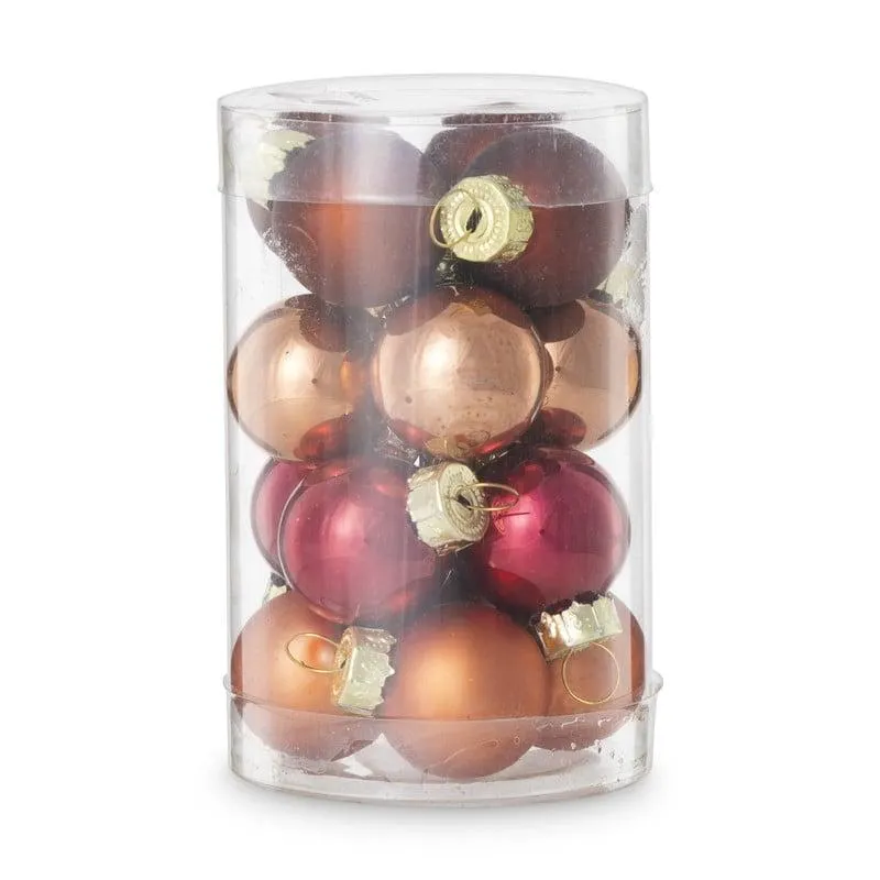 Box met kerstballen - rood - ø2.5 cm - set van 16