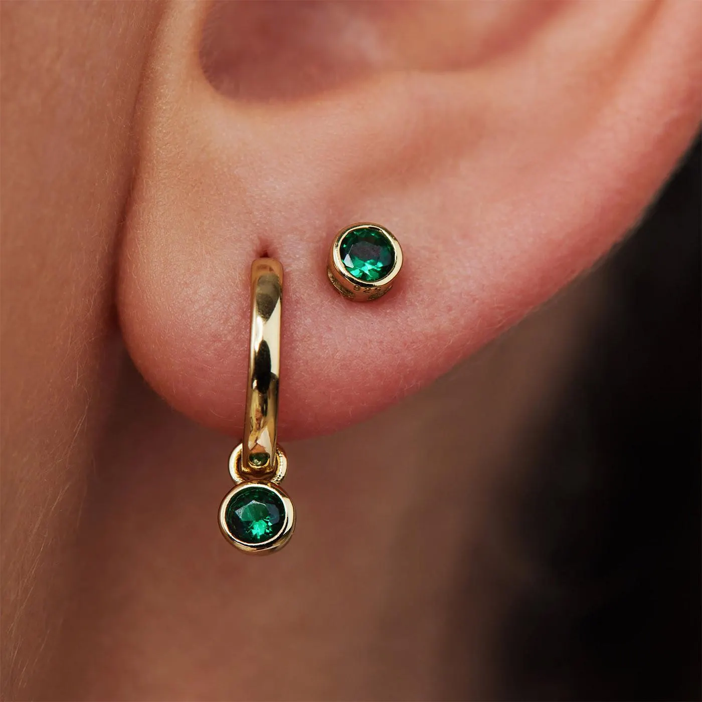 Venus 925 Sterling Zilveren Goudkleurige Creolen Met Geboortesteen VH360015 (JAN-DEC)