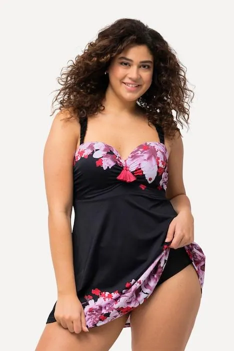 Badjurk, bloemen, zachte cups, kwastje, gerecycled