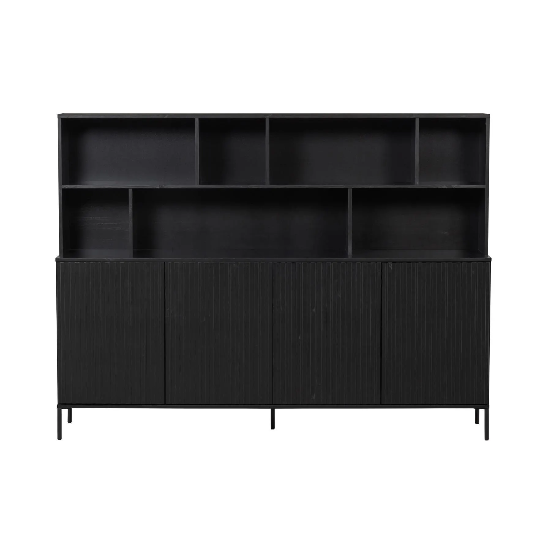 WOOOD Exclusive New Gravure Wandkast - Grenen - Zwart - 150x200x44