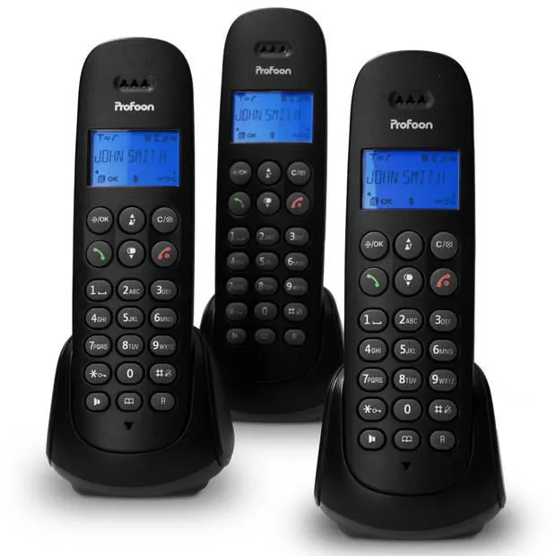 DECT telefoon, 3 handsets Profoon PDX-300 TRIPLE Zwart
