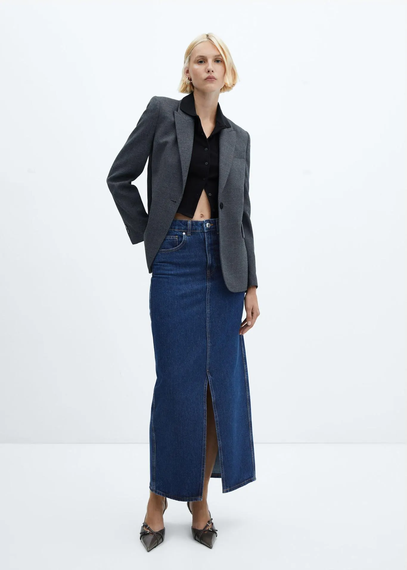 Spijkerrok met split