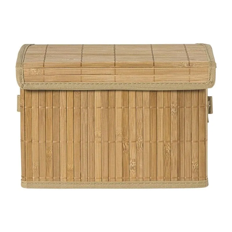 Opbergmand met deksel klein - bamboe - 18x28x17 cm