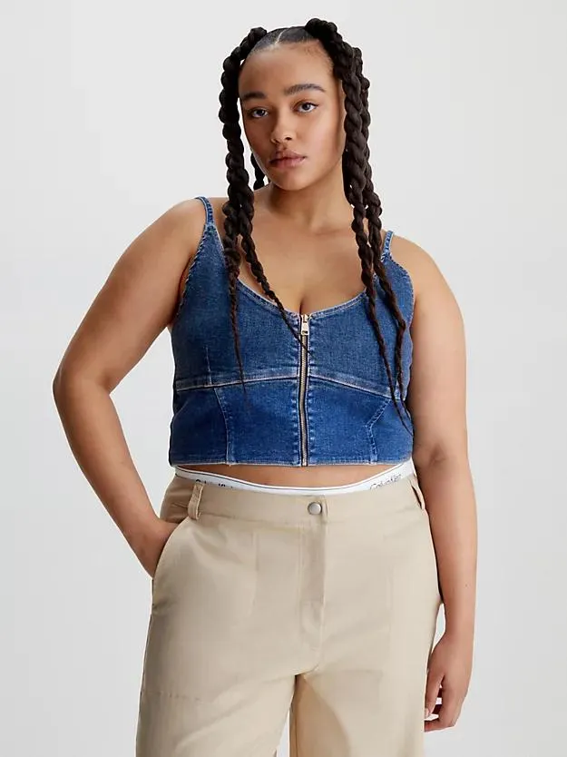 Denim bralettetop met rits