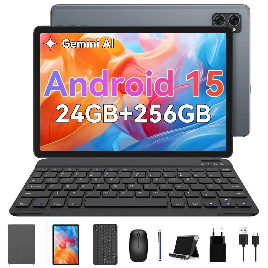 TABWEE T20 Android 15 Tablet 10 Zoll, 24GB ((8+16 Berweiterbar) RAM+256GB ROM(2TB TF), FHD Display,Octa Core T606,Widevine L1,5G WiFi