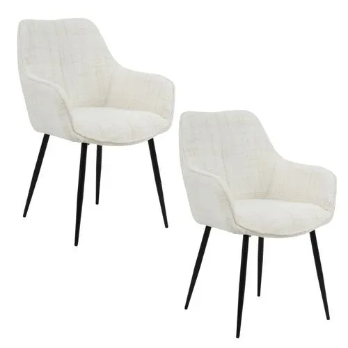 Housecraft Living Jez Eetkamerstoelen met armleuning Beige - Set van 2