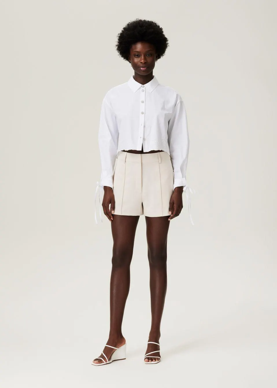 Crepe Pintuck Shorts