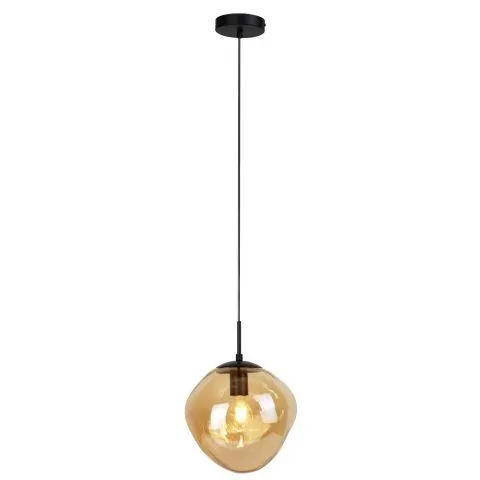Hanglamp Macato zwart amber glas 1-lichts