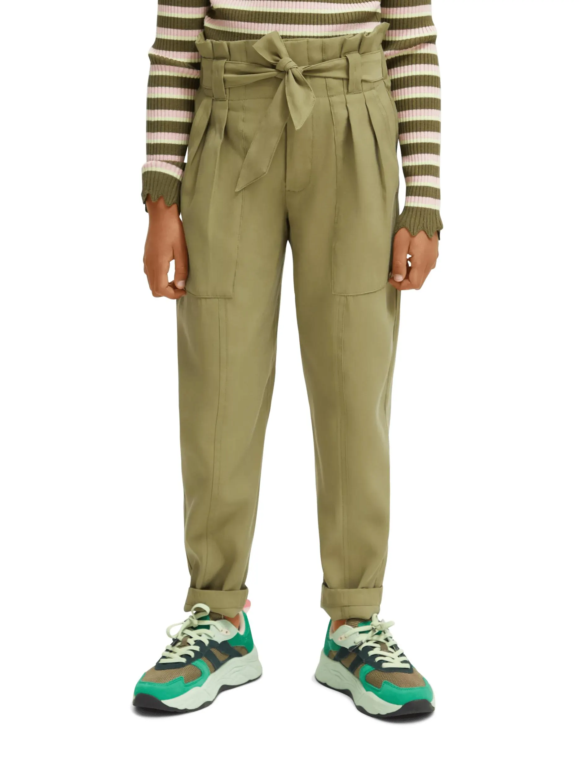 High-rise paper bag trousers