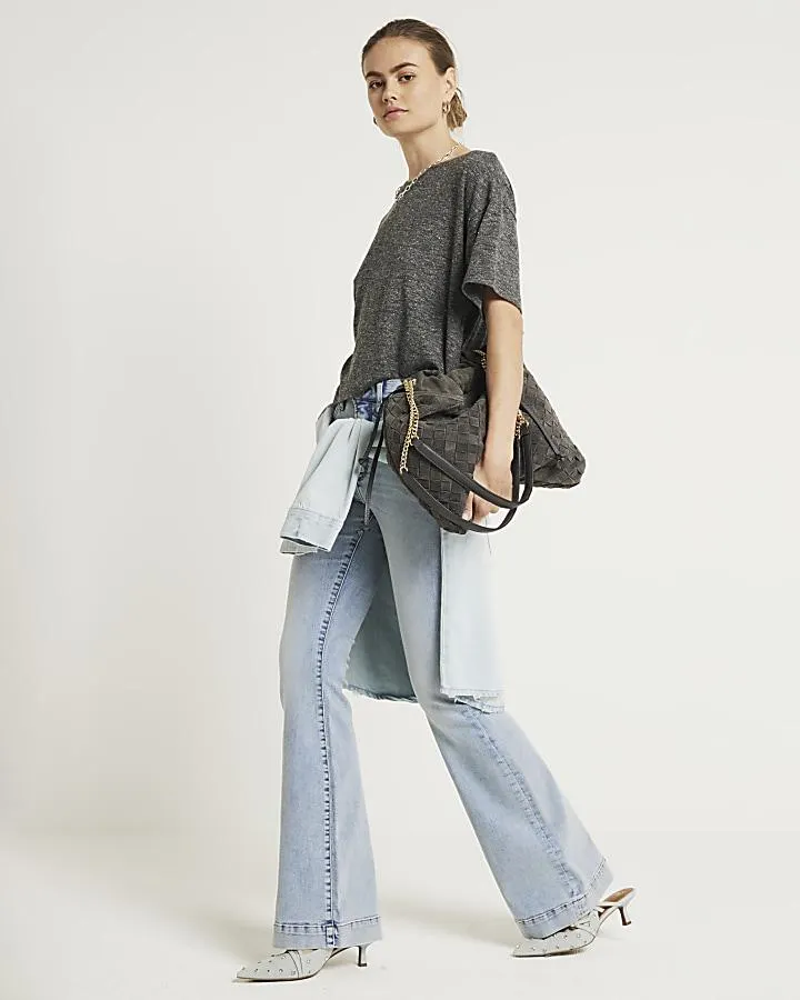 Blue high waisted flared jeans