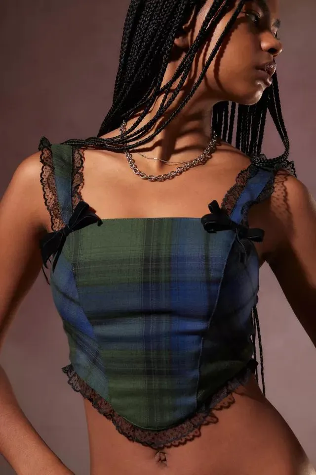 Kimchi Blue Perfectly Precious Plaid Bustier Top