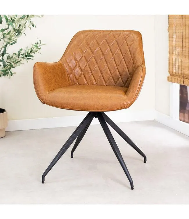 Industriële eetkamerstoel Gian cognac