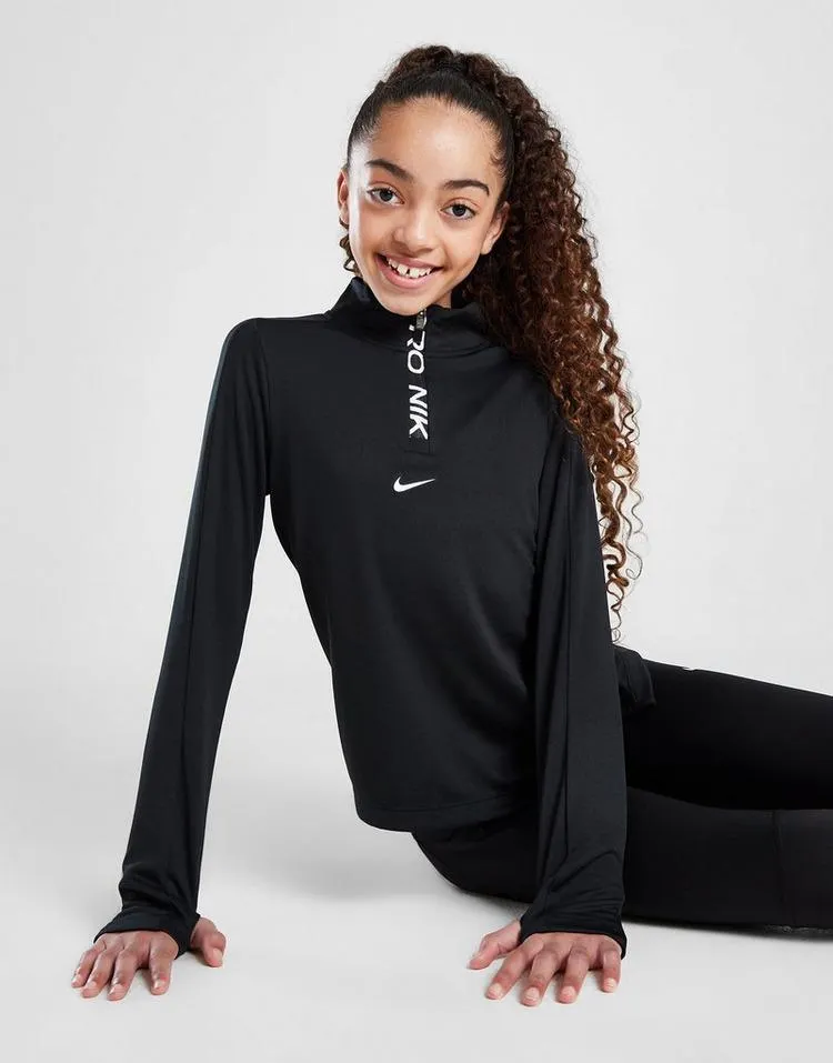 Nike Nike Pro Dri-FIT meisjestop met lange mouwen en halflange rits