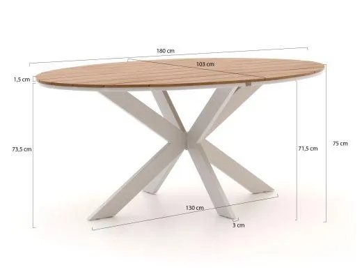 Manifesto Ortello/Fidenza ovaal 180cm dining tuinset 5-delig