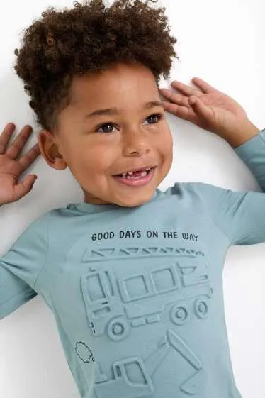 Digger and fire engine - long sleeve top