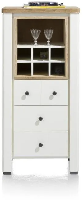 ladenkast 55 cm - 3-laden + 1-niche + 6-wijnrekken