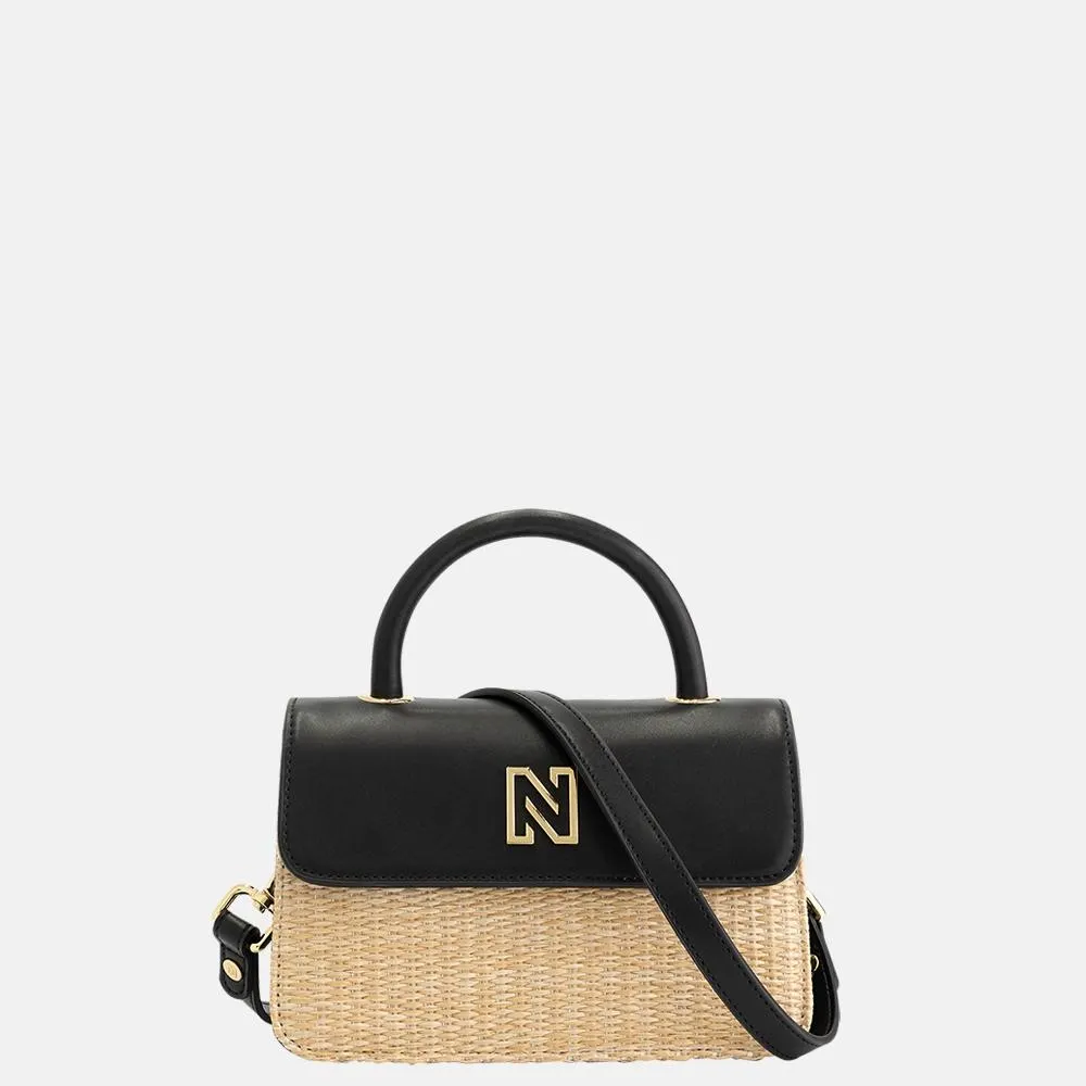 NIKKIE Raffia mini crossbody tas black