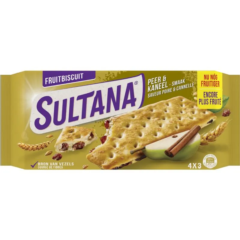 Sultana Fruitbiscuit peer kaneel smaak